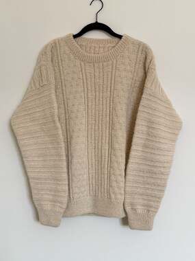 Vintage 90s Wool blend knit Sweater Cream men’s L women’s XL